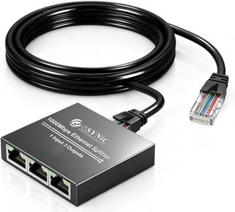 eSynic Professional Ethernet Cable Splitter 1 to 3 Portable 1000Mbps High Speed Network Splitter Metal Case Gigabit RJ45 Internet Splitter for LAN RJ45 Port Router Switch Work with Cat5/5e/6/7/8 Cable