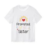 Koijhnb Baby Girls Promoted to Big Sister Tops Letter Printed Clothes,Big Sister Tops Short Sleeve for Girls (Big Sister Promoted White-2,3-4years)