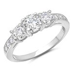 MAX + STONE 1 Carat Cubic Zirconia Engagement or Anniversary Eternity Three Stone Ring for Women in 10k White Gold (1.0 ct.tw) Size 6