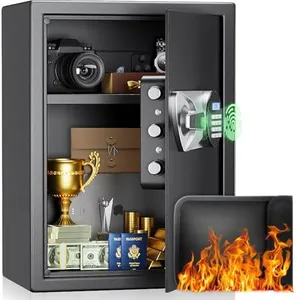 BlackSmith Large Home Safe Box 2.0 Cub Biometric Safe Fingerprint Recogntion Security Safe with Removable Shelf LED Light Fireproof Bag Wall Mount Cabinet Safe for Home Office Hotel