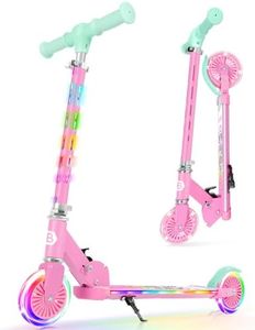 BELEEV V3 Scooters for Kids with Light-Up Stem & Deck & Wheels, 2 Wheel Folding Scooter Ages 3-12, 4 Adjustable Height, Non-Slip Pattern Deck, Lightweight Kick Scooter with Kickstand for Girls Boys