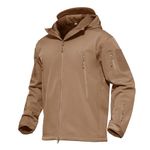 KEFITEVD Men's Tactical Soft Shell Jackets Warm Waterproof Fleece Hunting Jacket Fishing Raincoat Brown,XL