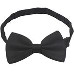 LRMYS Kids One Size Pre-Tied Bow Tie, Solid Color Adjustable Silk Neck Bowties for Baby Toddler Birthday Wedding Formal Party Banquet Prom Ball Fancy Dress, Black 1 Pack