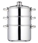 KitchenCraft KCCVSTEAM20 3 Tier Food Steamer Pan/Stock Pot in Gift Box, Induction Safe, Stainless Steel, 20 cm, Silver