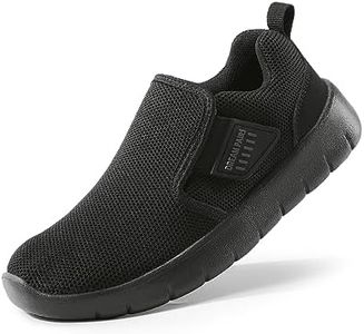 DREAM PAIRS Boys Girls Slip on Shoes Kids Tennis Running Walking Loafers Sneakers for Little Kid/Big Kid,Size 4 Big Kid,ALL/BLACK,LUCA