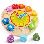 Joqutoys Shape Color Sorting Clock for Kids, Wooden Time Teaching Clock, Early Learning Educational Toy Girls and Boys - Best for 3, 4, 5, and 6 Year Olds