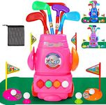 Meland Kids Golf Club Set - Toddler Golf Ball Game Play Set Sports Toys Gift for Boys Girls 3 4 5 6 Year Old (Pink)