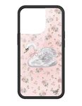 Wildflower Cases - Sweet Swan Case, Compatible with Apple iPhone 13 Pro | Pink, White, Swan, Trendy, Coquette, Floral - Protective Black Bumper, 4ft Drop Test Certified, Women Owned Small Business