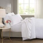 Beautyrest BR 600 TC Cooling Cotton Blend Solid Sheet 16 Inch Deep Pocket, All Season, Soft Bedding-Set, Matching Pillow Case, Cal King, White 4 Piece (BR20-0989)