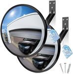 Narremcoy 2 Pcs 12” Acrylic Convex Mirror - Adjustable Wide Angle View Security Traffic Mirror Indoor Outdoor, Wall Mounting Corner Blind Spot for Garage Warehouse, School, Store Safety and Office