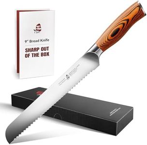 TUO Bread Knife- Razor Sharp Serrated Slicing Knife - High Carbon German Stainless Steel Kitchen Cutlery - Pakkawood Handle - Luxurious Gift Box Included - 9 inch - Fiery Phoenix Series