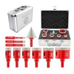 Diamond Core Drill Bits Set - FOCSTOL 10pcs (6/8/10/20/25/28/32/35/50mm+35mm Beveling Chamfer Bit) Hole Saw Kit with Triangle Shank for Porcelain Tile Ceramic Granite Marble