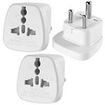 3-Pack UK to India Plug Adapters India Power Converter Grounded Universal Travel Adapter 3 Pin India International Type D Plug (White)