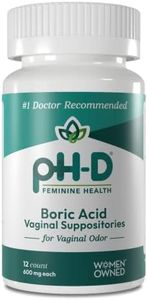 pH-D Feminine Health - 600 mg Boric Acid Suppositories - Woman Owned - for Vaginal Odor Use - 12 Count