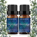 BURIBURI 2-Pack Eucalyptus Essential Oils for Massage, Diffuser, Humidifier - 100% Pure Organic Aromatherapy Eucalyptus Oils, 2x10ML (2Pack-Eucalyptus)