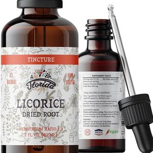 Licorice Tincture, Organic Licorice Extract (Glycyrrhiza Glabra) Dried Root, Herbal Supplement, Non-GMO in Cold-Pressed Organic Vegetable Glycerin 2 oz, 670 mg