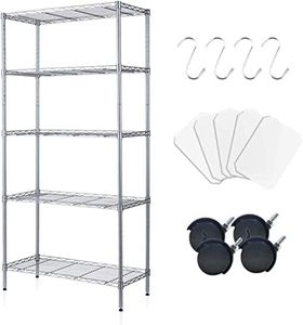 CAVSOIR 5 Tier Shelving Unit Adjustable Wire Shelves Organizer Shelf Rack Heavy Duty Storage Unit Metal Storage Rack Durable Organizer (Silver)