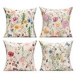 VAKADO Outdoor Throw Pillow Covers Sunbrella Spring Patio Bench Furniture Cushions Outside Summer Garden Butterfly Flower Decorative 22x22 Set of 4 for Porch Chair