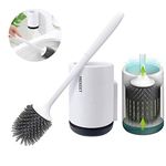 Silicone Toilet Brush and Holder,Bathroom Toilet Brush Holder Set,Silicone Toilet Cleaning Brush Kit with Soft Bristle Brush (Wall Mounted)