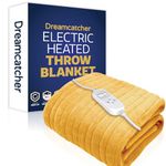 Dreamcatcher Gold Heated Throw Electric Blanket, 160 x 120cm Heated Blanket Machine Washable Soft Fleece Electric Throw Overblanket with 12HR Timer and 9x Control Heat Settings