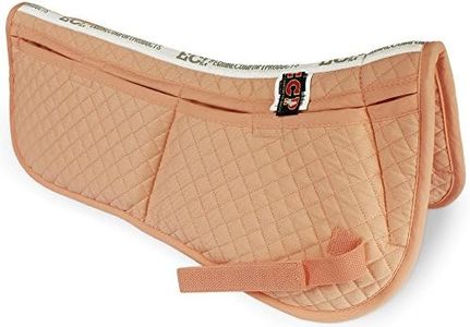 ECP All Purpose Diamond Quilted Cotton English Half Saddle Pad Therapeutic Contoured Correction Support Memory Foam Pockets for Dressage, Jumping, Riding, Training, Eventing, Showing, Pale Peach