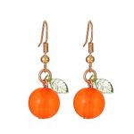 Funny Orange Fruit Drop Earrings Gift for Women (orange drop earrings), Zinc, No Gemstone