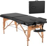 BestMassage® Portable Massage Table, PU Leather 28 Inches Width 2 Fold Facial Table Spa w/Free Carry Case & Head Rest & Arm Rests