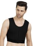 Gynecomastia Short Vest || HIGH Compression || Front Zip and Hook Closure || Tomboy Chest Binder || Comfortable Support for Men || Chest Shapewear (Medium, Black)