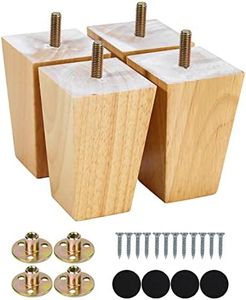 Maricome 4 Inch Sofa Legs Set of 4 Replacement Feet for Couch Wood Furniture Legs M8 Bolt Screw in Heavy Duty Pyramid Square