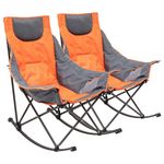 SUNNYFEEL Rocking Camping Chair, Luxury Padded Recliner, Oversized Folding Lawn Chair with Pocket, Heavy Duty for Outdoor/Picnic/Lounge/Patio, Portable Camp Rocker Chairs with Carry Bag