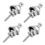 Gasea 4pcs Guitar Strap Locks and Buttons Quick Release Security Straplocks for Electric Acoustic Guitar Replacement - Silver