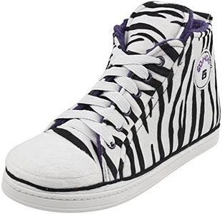 Gohom Sneaker Slippers for Women Women's Winter Warm High-Top Fleece Lined Indoor House Patterned Fashion Sneaker Slippers Boots Szie 6.5 Black and Zebra