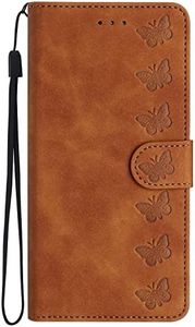 Mavis's Diary Flip Cover for iPhone 8| 7| 6| iPhone SE2 Case Wallet Elegant, Butterfly Embossed PU Leather Folio Shell Protective Bumper Card Holder Magnetic Folding Case for Women (Brown)