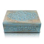 Great Birthday Gift Ideas Handmade Decorative Wooden Jewelry Box Jewelry Organizer Keepsake Box Treasure Chest Trinket Holder Watch Box Storage Lock Box 9 x 6 Inches Housewarming Gift Ideas Men Women