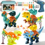 Take Apart Dinosaur Toys for Boys Girls Toys for 3 4 5 Year Old Boys Kids Toys with Storage Box Electric Drill Shooting Construction Dinosaur Toys for Boys Toys Age 3 4 5 6 Year Old Boy Girls Gifts