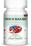 Maxi Health Chewable Vitamin D 1,000 IU - Chew-D-Max - Vitamin D3 for Kids and Adults - Kosher - 100 Chewables - Natural Berry Flavor