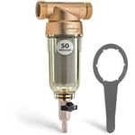 iSpring WSP-50 Reusable Whole House Spin Down Sediment Water Filter 50 Micron, 1" MNPT + 3/4" FNPT