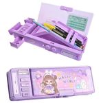 Kiddie Galaxia® Multifunctional Magic World Password Lock Double Sided Compass Box for Girls, Pencil Box for Kids, Aesthetic Stationary Items, Baby Girl Theme Pencil Case Return Gifts for Kids