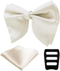GHTIYLP Mens Bow Tie Pre Tied Oversized Bow Ties for Men Satin Bowties for Tuxedo Wedding Party Banquet (Set 03-White)
