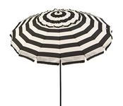 Heininger Deluxe 8 ft Black and White Stripe Patio and Beach Umbrella
