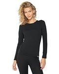 DANISH ENDURANCE Merino Thermal Long Sleeve Tops Women, Thermal Vests for Women, Base Layer Underwear Tops, Winter Thermals Black, L