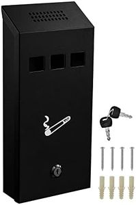 Alpine Industries Wall-Mounted Cigarette Disposal Tower - Commercial Ashtray - Black