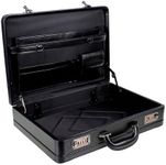 Deluxe Faux Leather Expandable Executive Attache Case Briefcase Black AR Premium (Black)