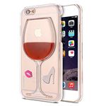 (Not for Plus)iPhone 6 Case- Floveme® iPhone 6 Case 4.7" (2014 Version),Liquid Case for iPhone 6,Case for iPhone 6,Hard Case for iPhone 6, Fashion Creative 3D Design Flowing Liquid Red Lip High Heels Wine Glass Design Clear Case For iPhone 6 (4.7'')