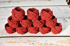 GURU JEE™ Handmade Jute Napkin Rings Brick Red Set of 24 Everyday Use Dining Party Tabletop Décor Gifts Napkin Holder 1.5 Inch in Size Artisan Crafted in India