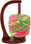 GROWLING Wooden Yarn Holder for Crocheting, Upgrade Larger Size & Magnetic, Rotating Pendulum Yarn Ball Dispenser Stand, Yarn Spinner as Surprise Gift for Knitting Lovers (Mahogany)