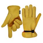 OLSON DEEPAK Leather Working Gloves for Gardening,Thornproof Gardening Gloves for Men and Women,Heavy Duty Leather Work Gloves Men(Medium)…