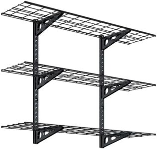 FLEXIMOUNTS 3-Tier 1x4ft Garage Storage Wall Shelving 12-inch-by-48-inch per Shelf Height Adjustable Floating Shelves (Black)