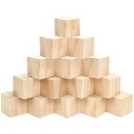 BELLE VOUS 15 Pack Large Wooden Cubes - 5 x 5 x 5cm (2 x 2 x 2 inch) Wood Cubes - Unfinished Pine Wood Blocks - Educational Craft Cubes for DIY, Stamps, Art & Crafts, Puzzles, Numbers