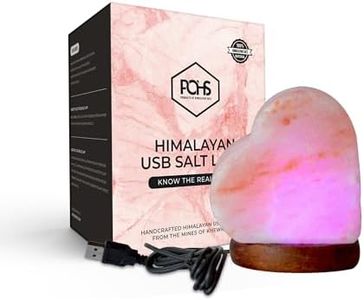 POHS Himalayan Heart Shape Mini USB Salt Lamp with 7 Color led Hand Crafted/Carved Rock Salt lamp Night Light, Crystal Rock Salt from Himalayan Mountains; Premium Wood Base, USB Cable